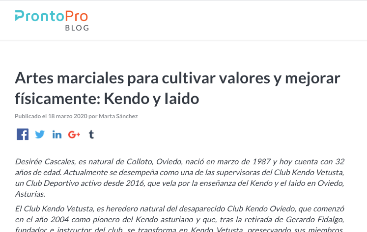 Entrevista a Desirée Cascales en prontopro.es